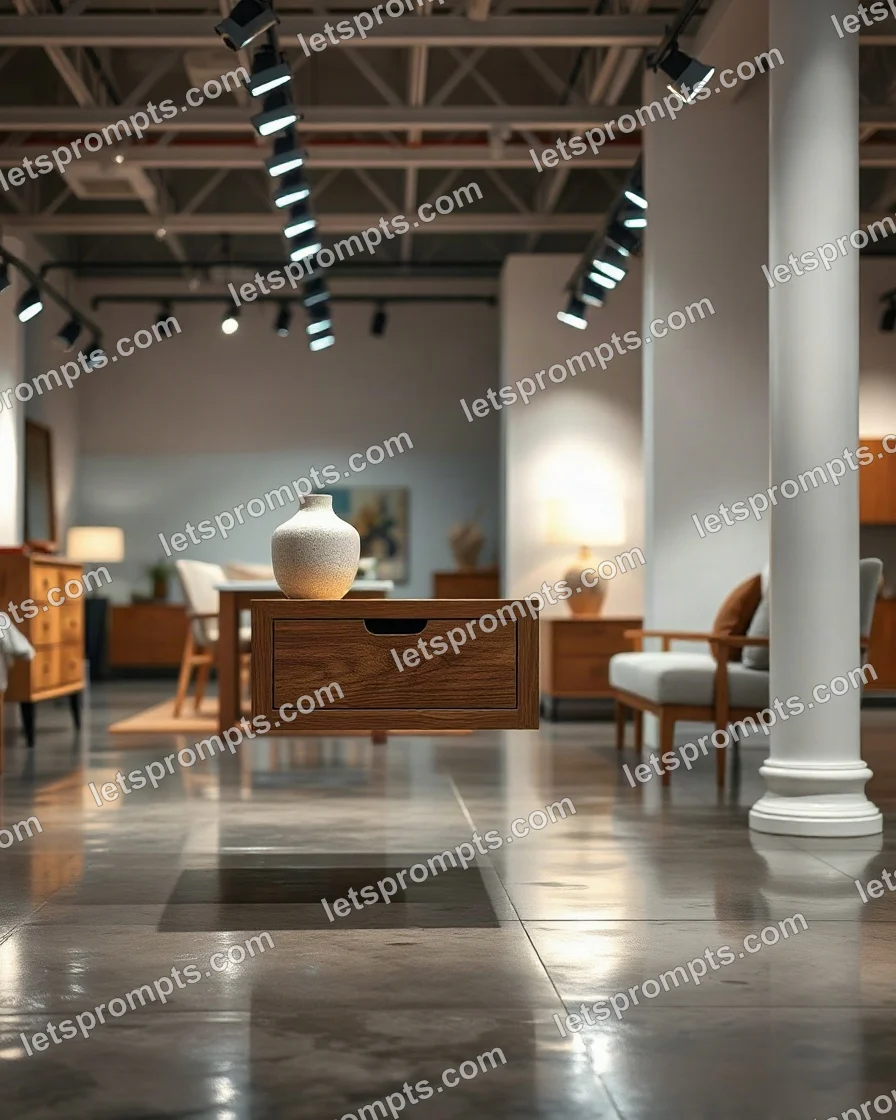 Showroom Floating Nightstand — AI image prompt sample