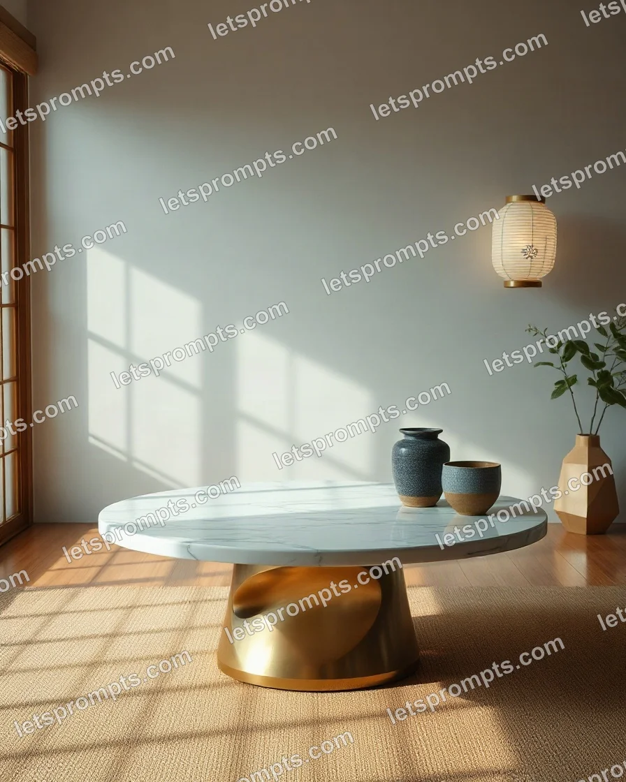 Japandi Marble Coffee Table — AI image prompt sample