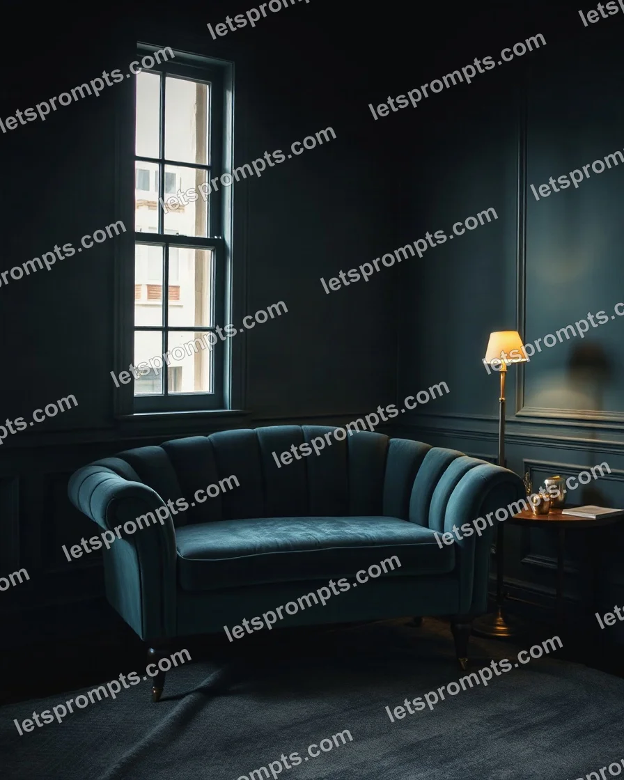 Dark Moody Chaise Longue — AI image prompt sample