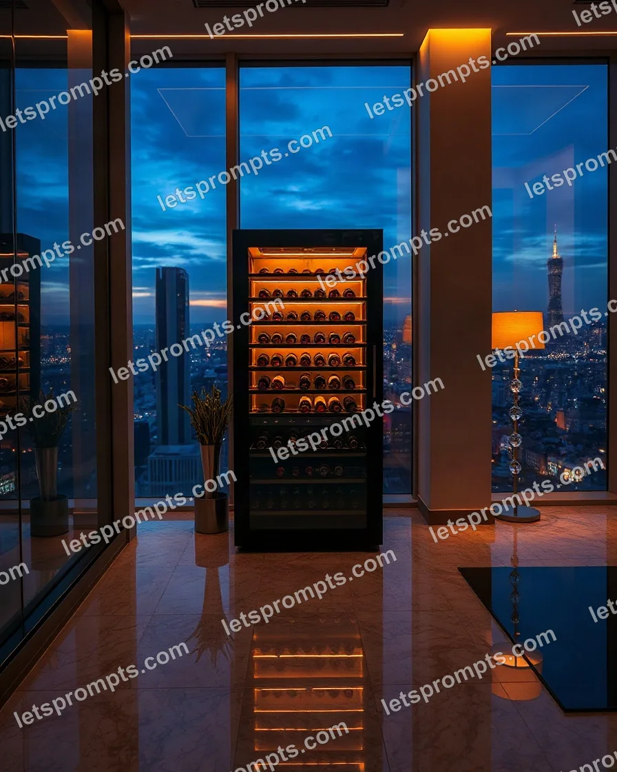 Luxury Penthouse Wine Cabinet — AI image prompt sample