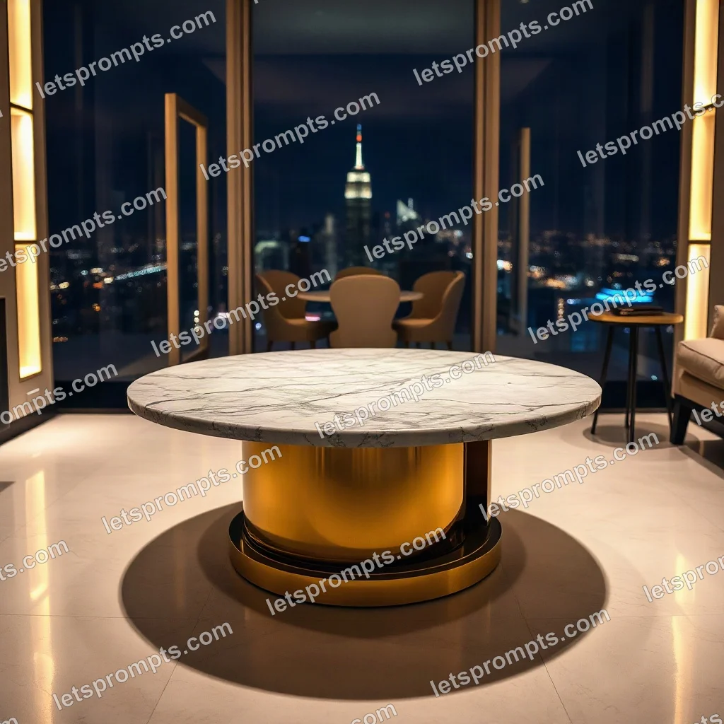 Luxury Penthouse Marble Coffee Table — AI image prompt sample