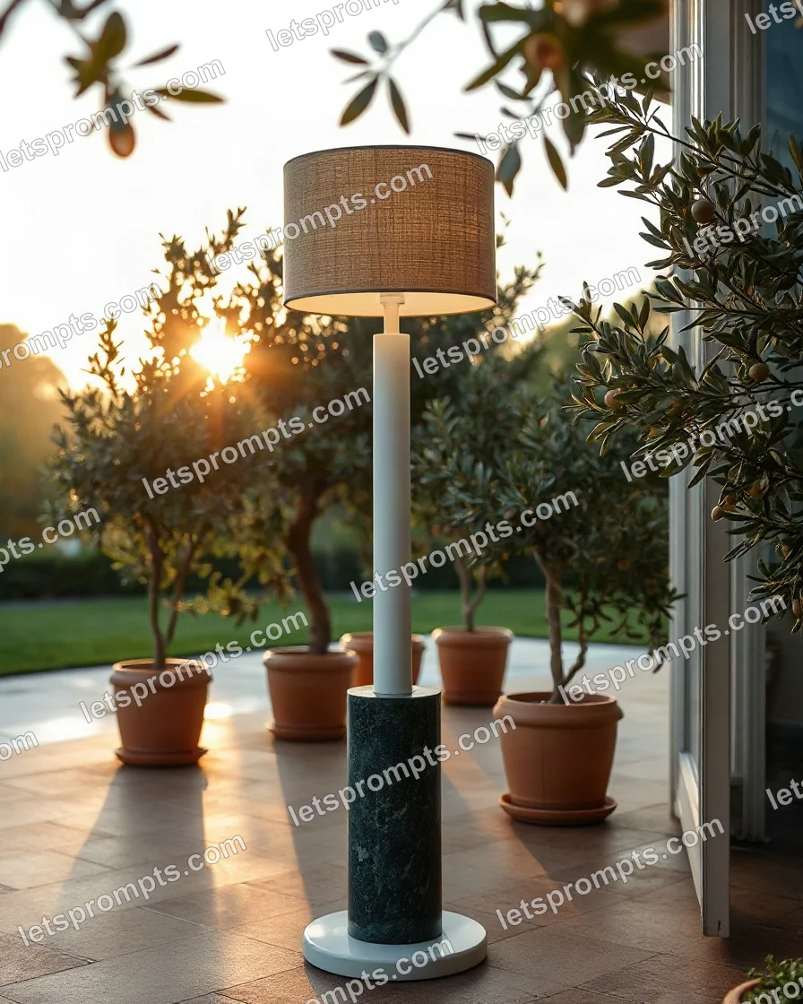 Garden Terrace Arc Floor Lamp — AI image prompt sample