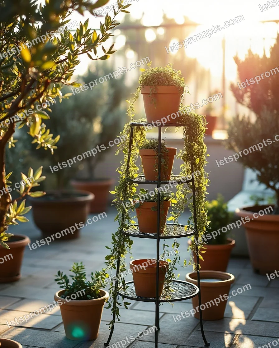 Garden Terrace Plant Stand — AI image prompt sample