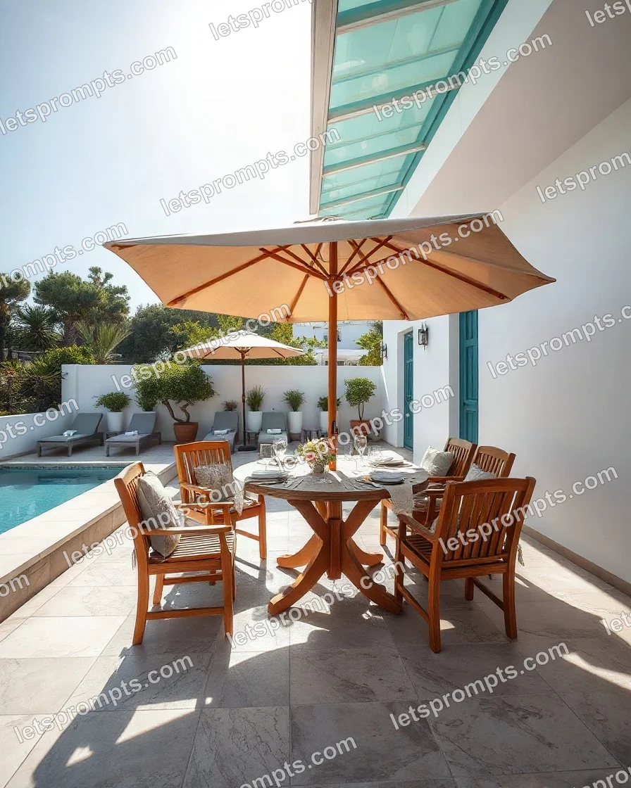 Poolside Villa Patio Dining Set — AI image prompt sample