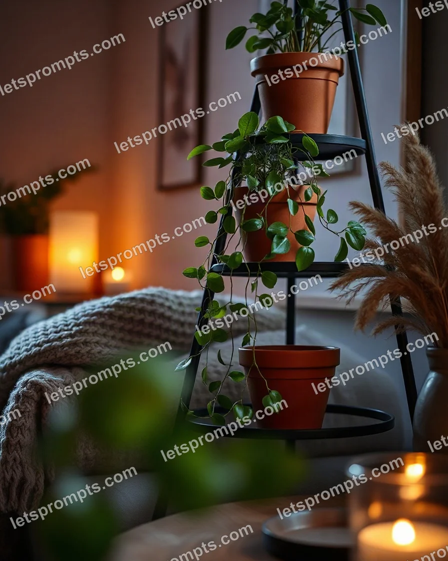 Cozy Evening Plant Stand — AI image prompt sample