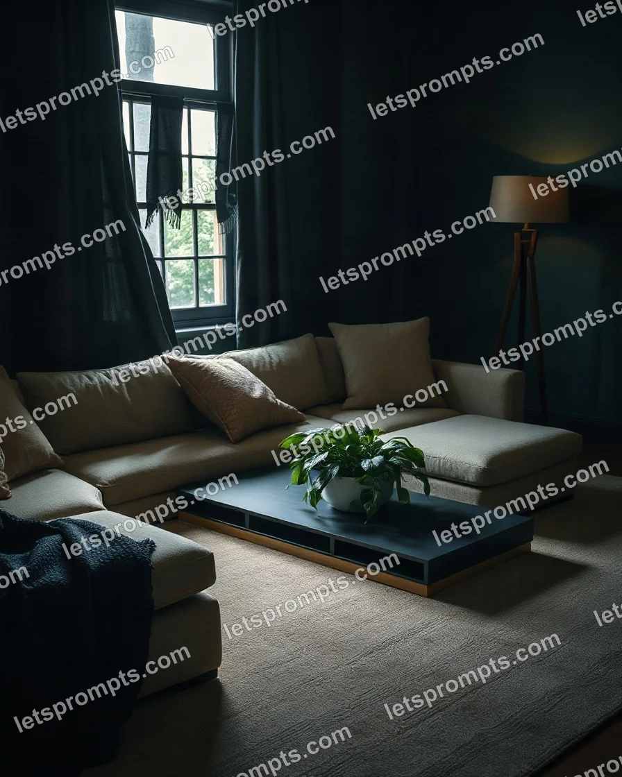 Dark Moody Modular Sectional — AI image prompt sample