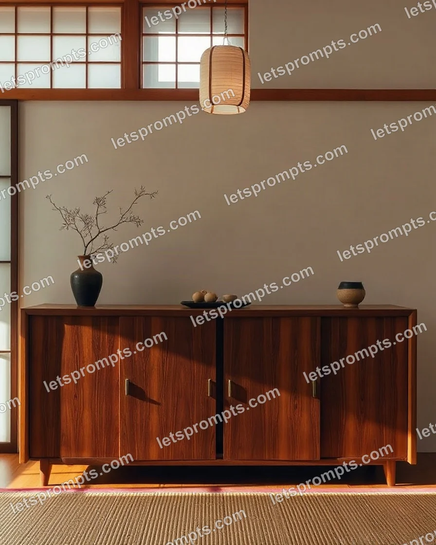 Japandi Teak Sideboard — AI image prompt sample