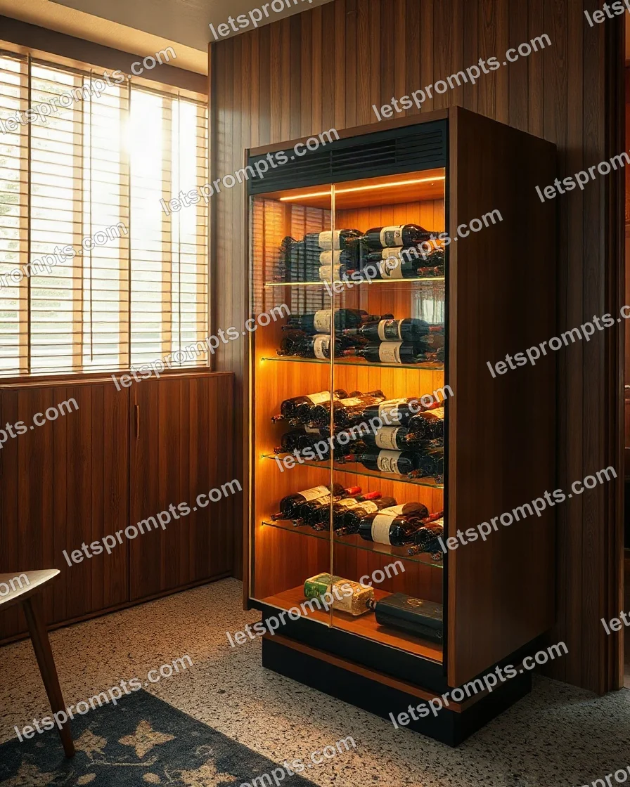 Mid-Century Wine Cabinet — AI image prompt sample