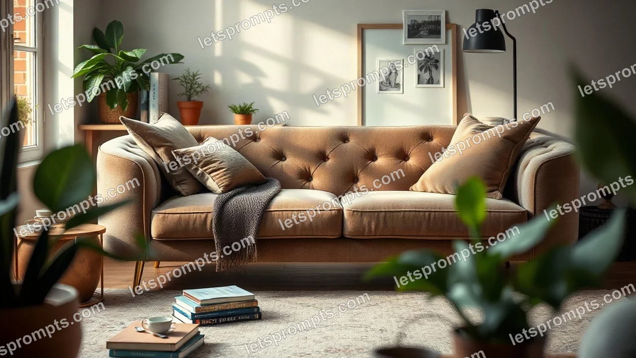 Lifestyle Catalog Boucle Sofa — AI image prompt sample