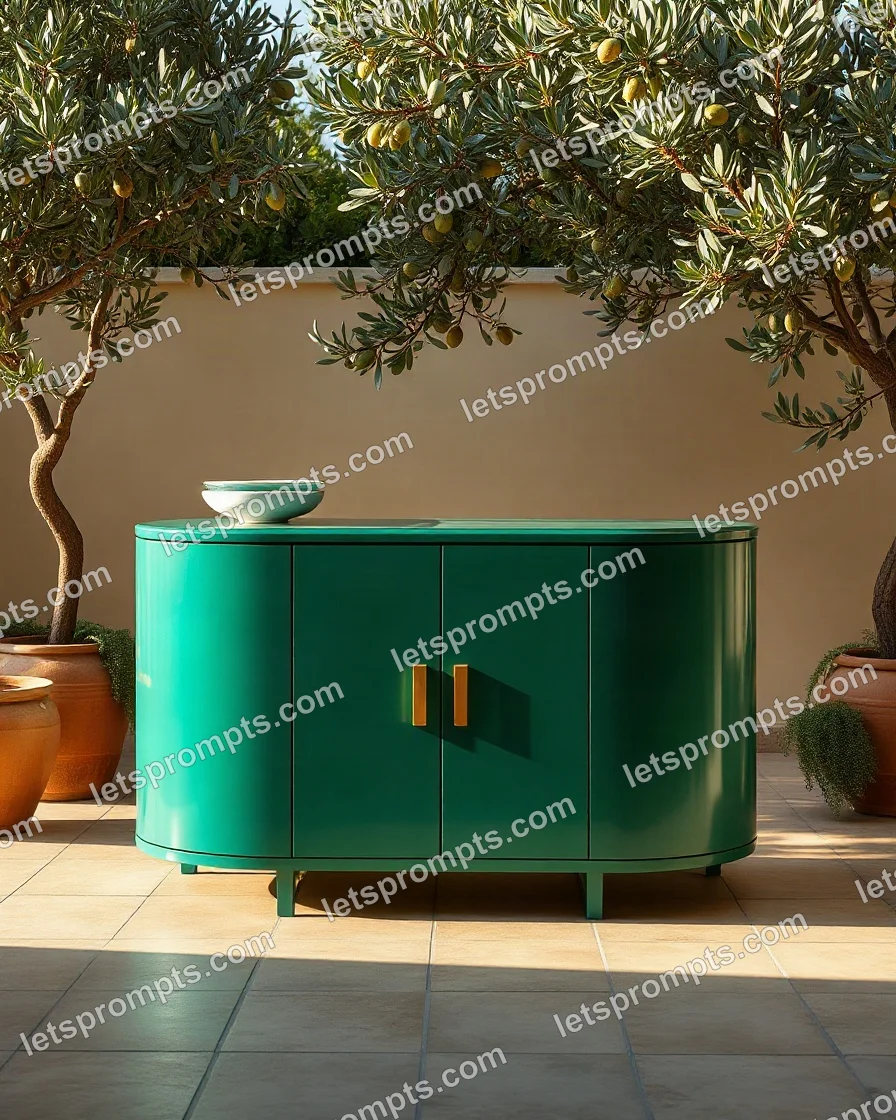 Garden Terrace Emerald Cabinet — AI image prompt sample