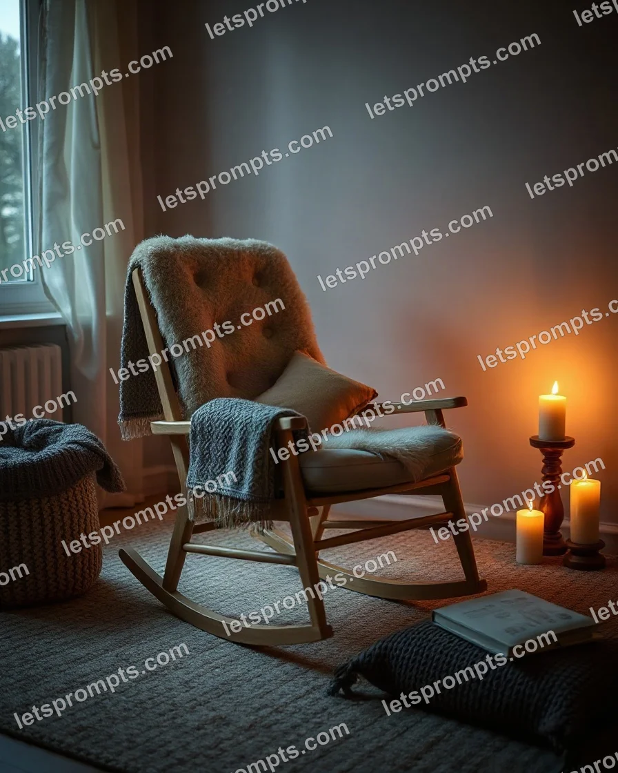 Cozy Evening Rocking Chair — AI image prompt sample