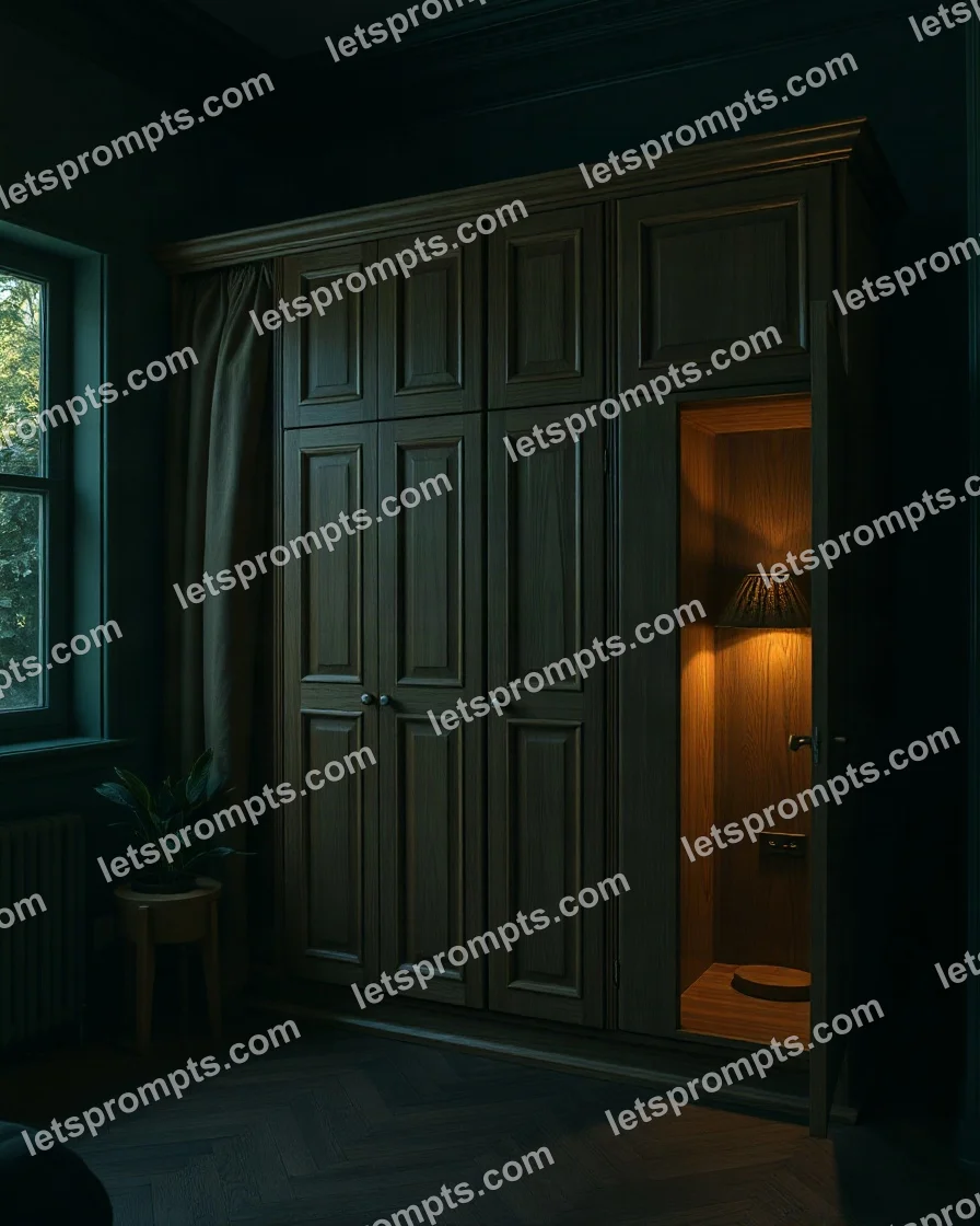 Dark Moody Fluted Wardrobe — AI image prompt sample
