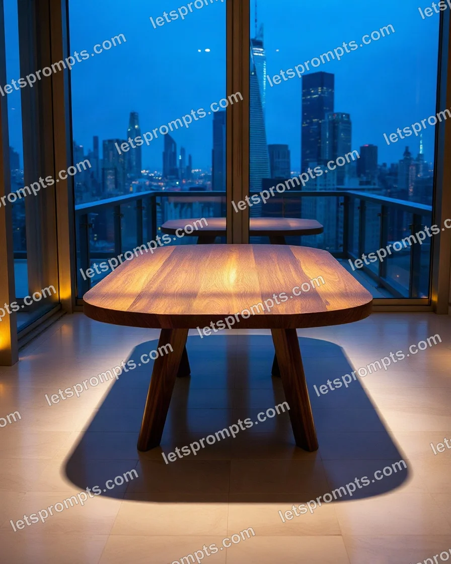 Luxury Penthouse Dining Table — AI image prompt sample