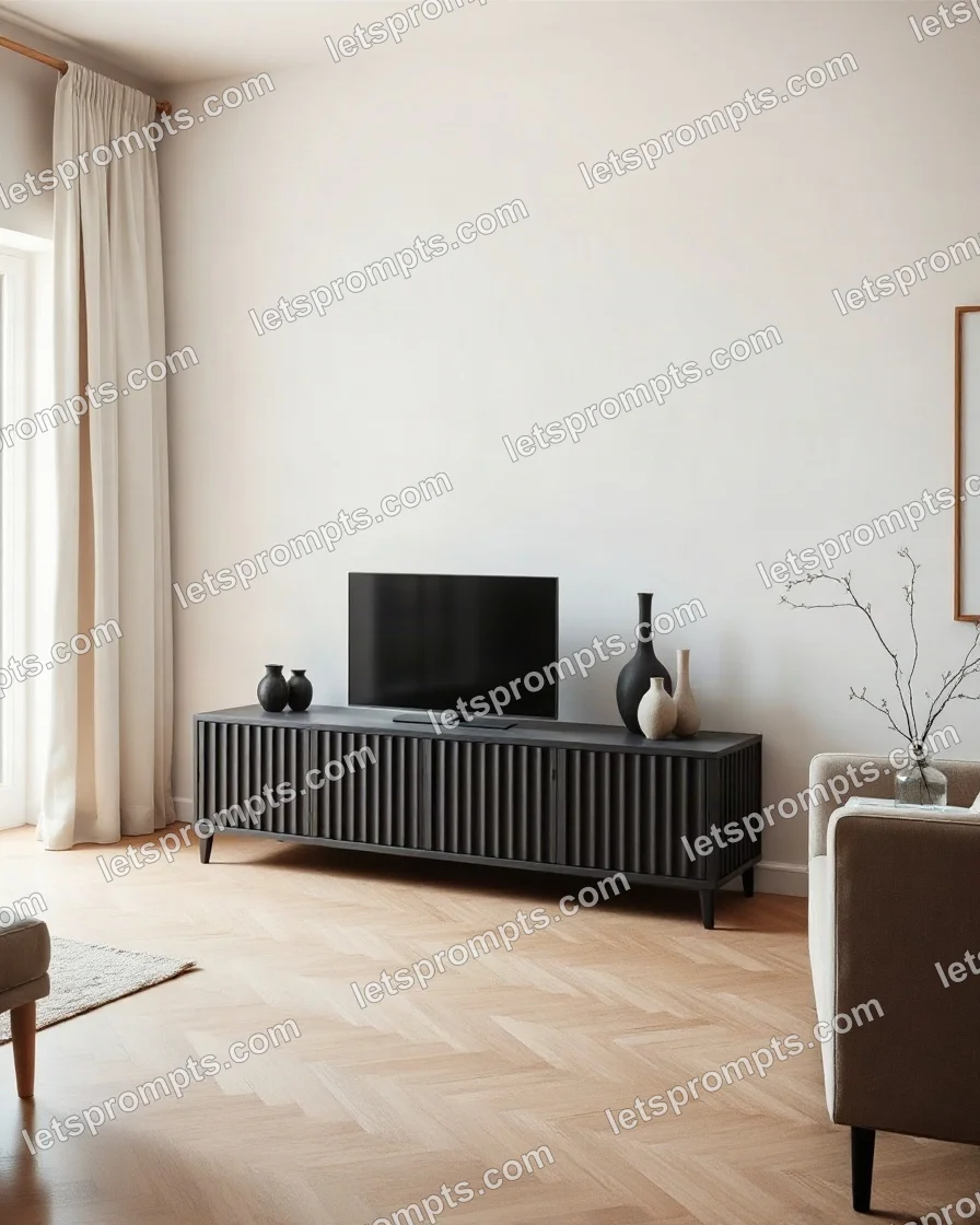 Scandinavian Living Room Media Console — AI image prompt sample