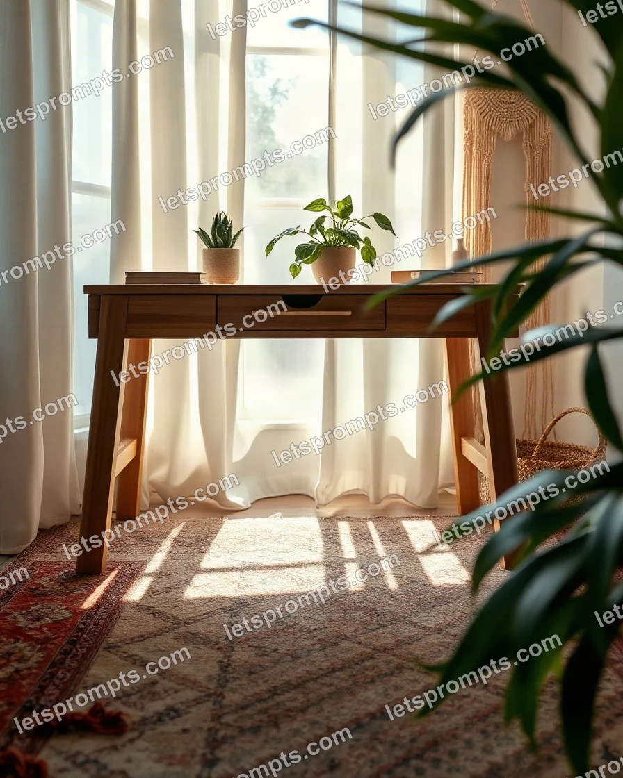 Bohemian Writing Desk — AI image prompt sample