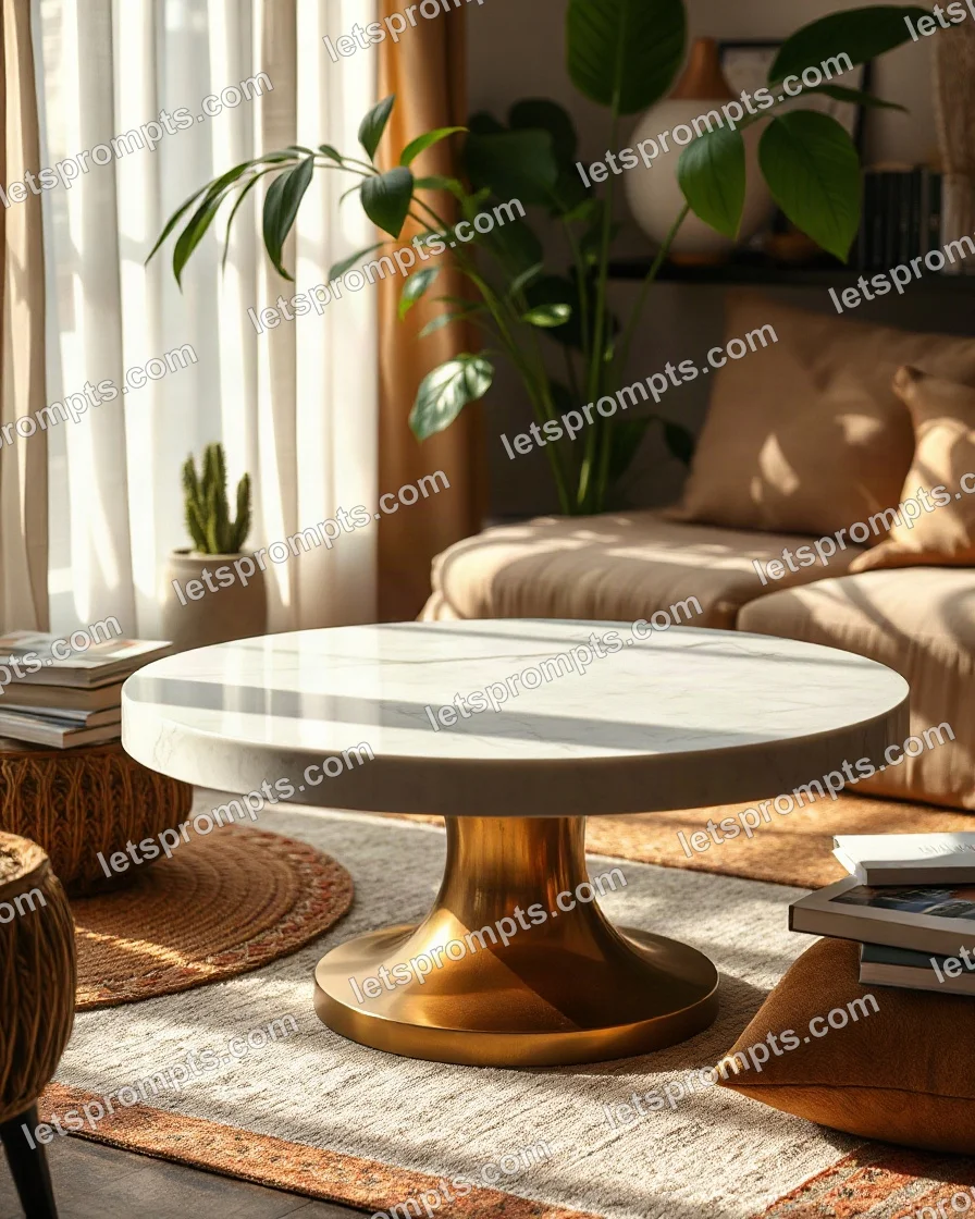 Bohemian Marble Coffee Table — AI image prompt sample