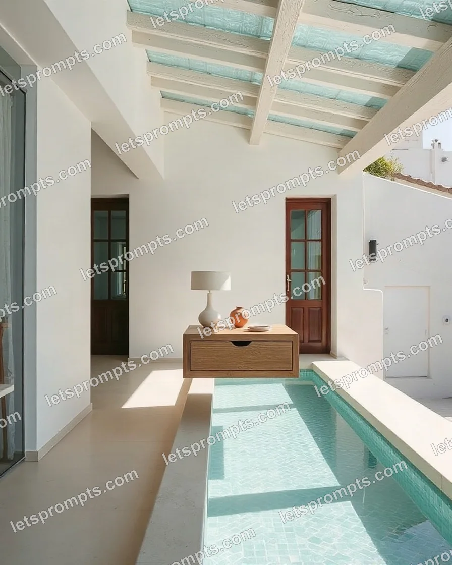 Poolside Villa Floating Nightstand — AI image prompt sample