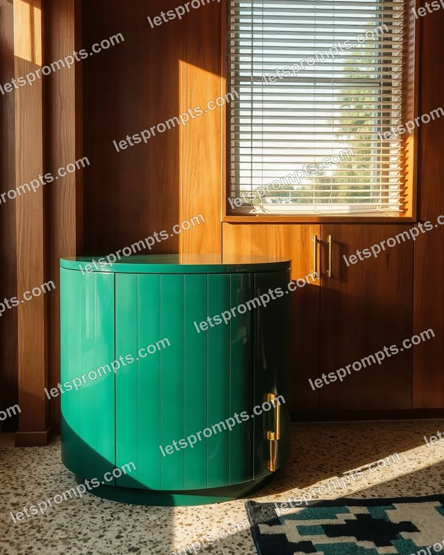 Mid-Century Emerald Cabinet — AI image prompt sample