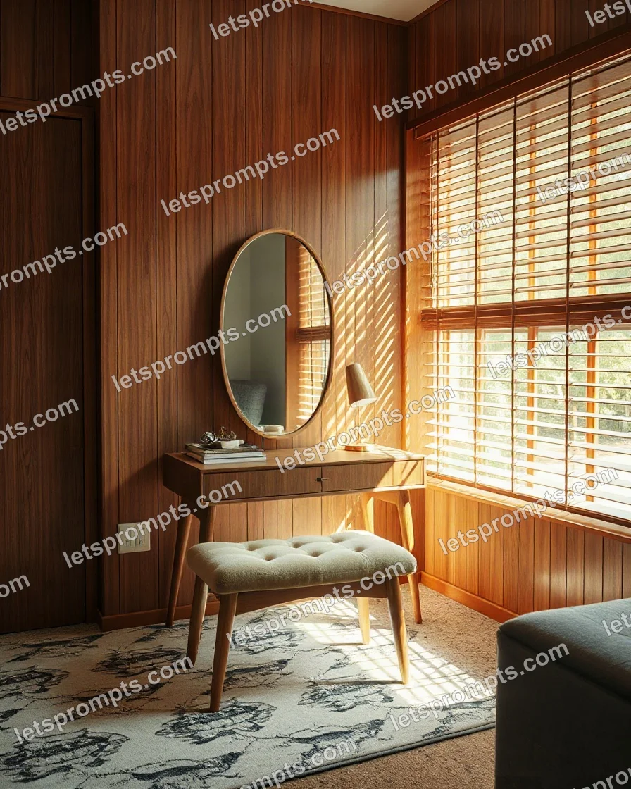 Mid-Century Vanity Table — AI image prompt sample