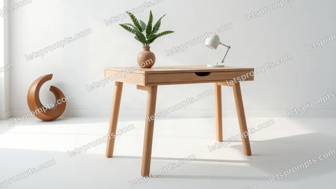Minimal White Writing Desk — AI image prompt sample