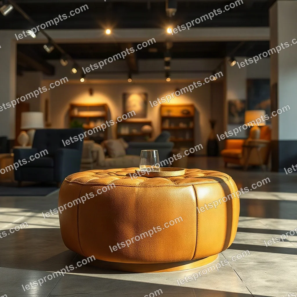 Showroom Leather Ottoman — AI image prompt sample