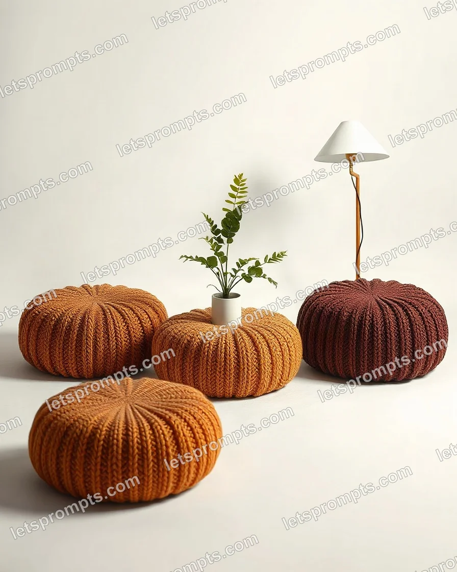 Studio Knitted Poufs — AI image prompt sample