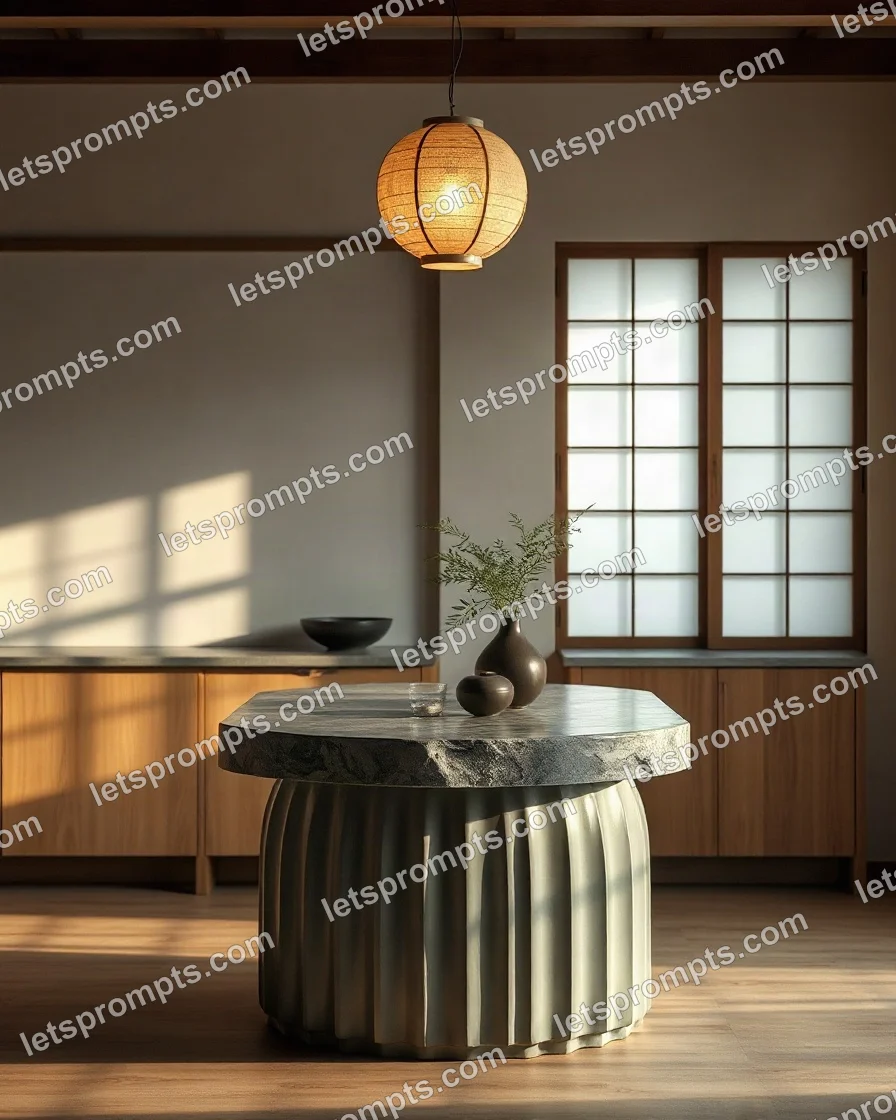 Japandi Kitchen Island — AI image prompt sample