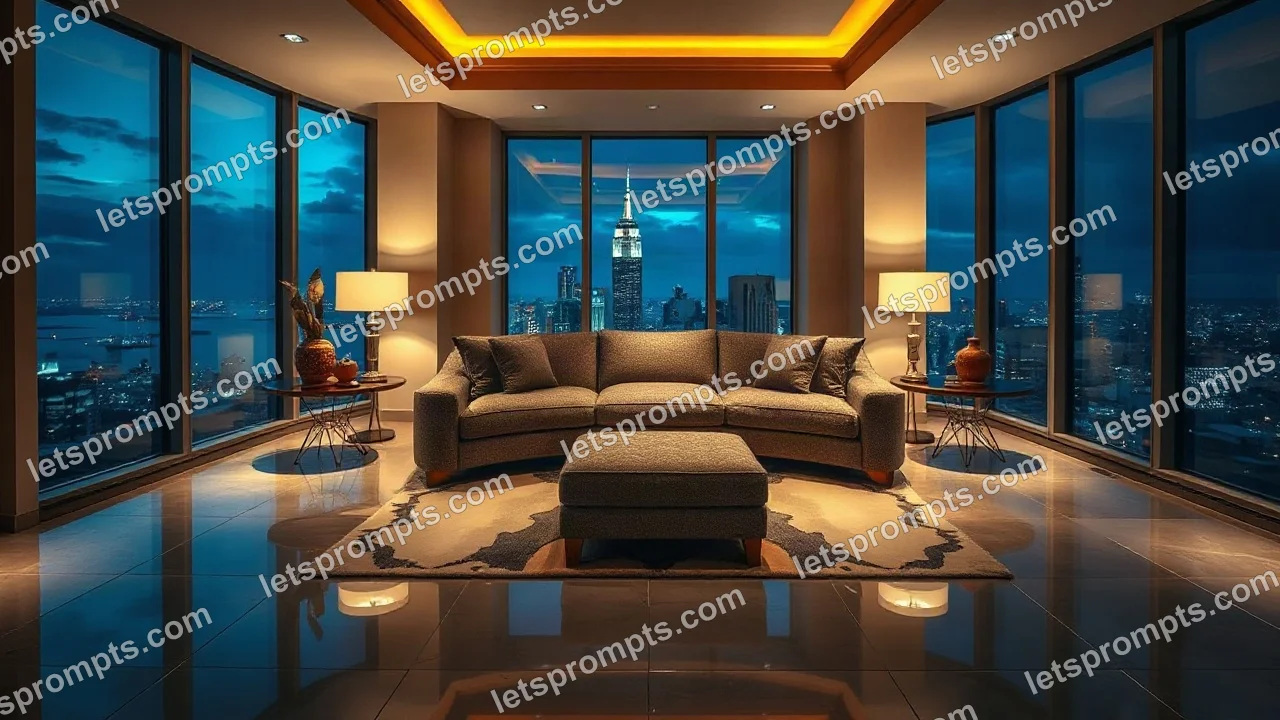 Luxury Penthouse Corner Armchair — AI image prompt sample