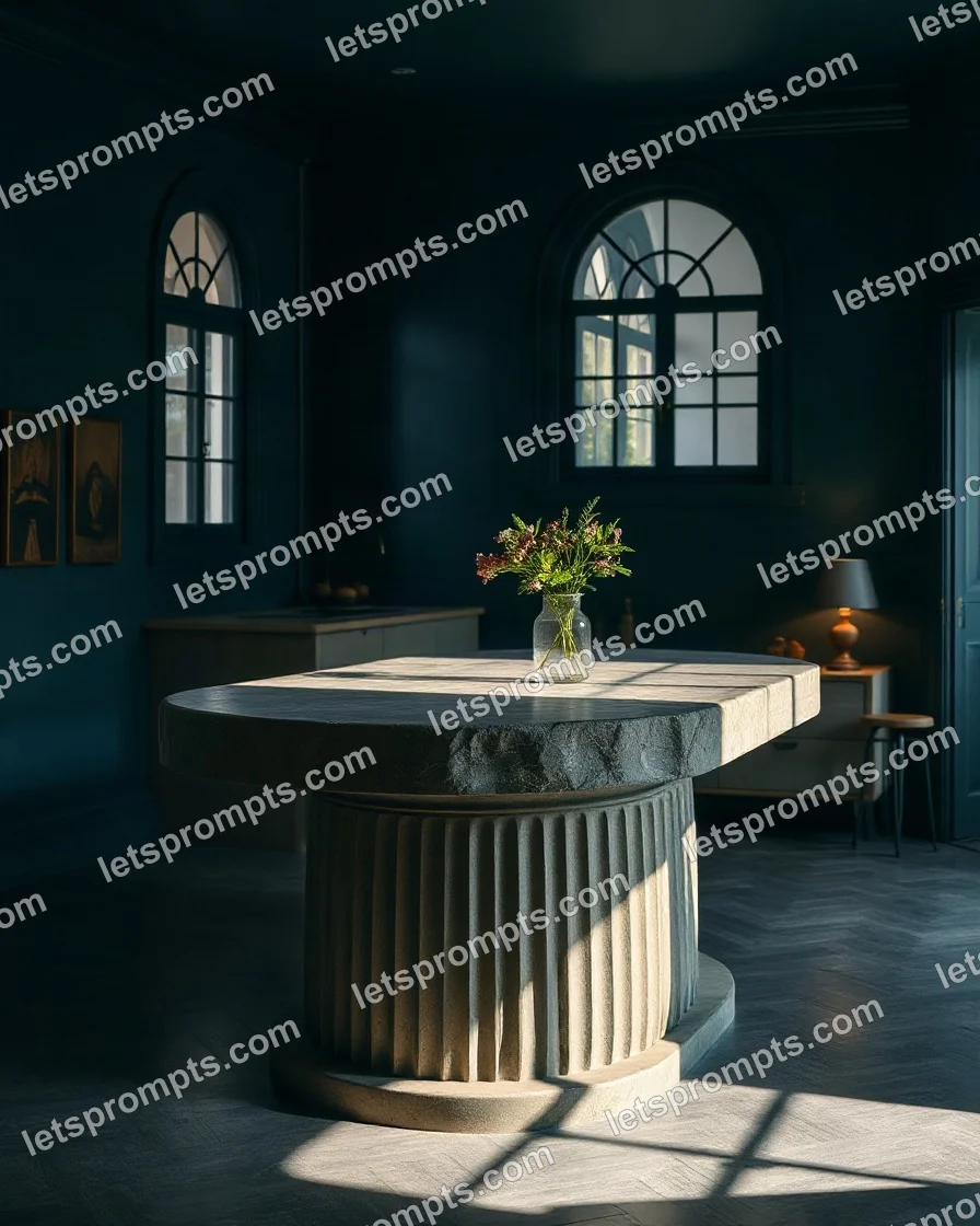 Dark Moody Kitchen Island — AI image prompt sample