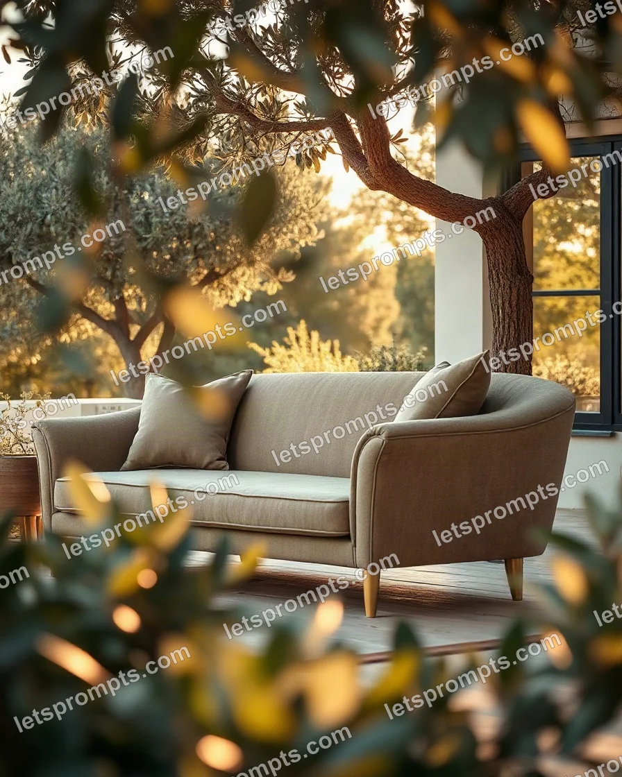 Garden Terrace Boucle Sofa — AI image prompt sample