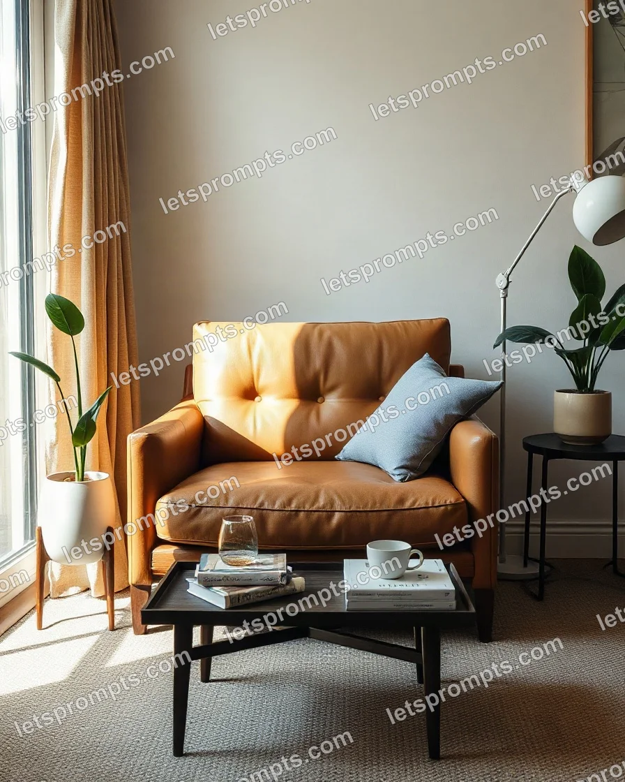 Lifestyle Catalog Leather Armchair — AI image prompt sample