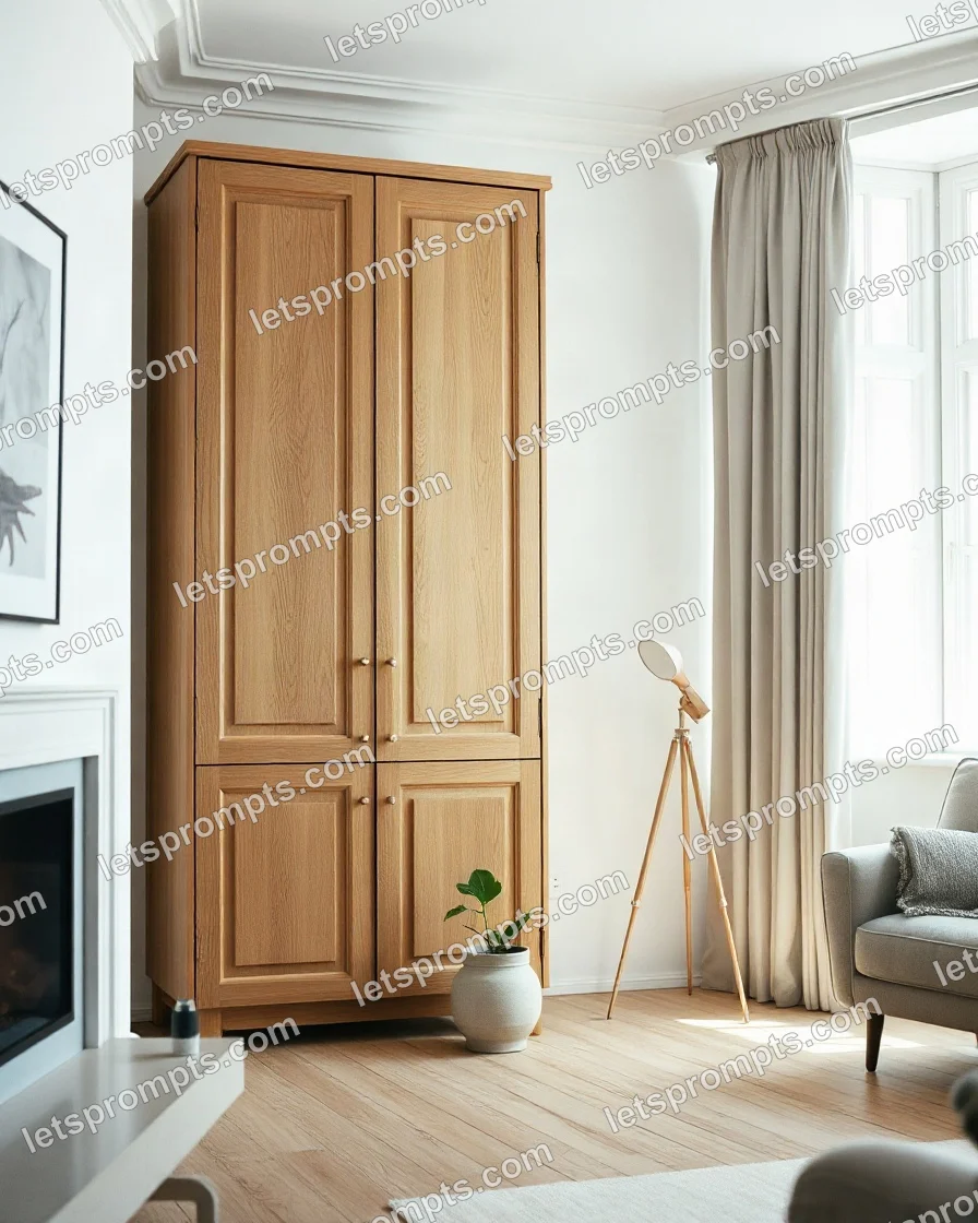 Scandinavian Living Room Fluted Wardrobe — AI image prompt sample