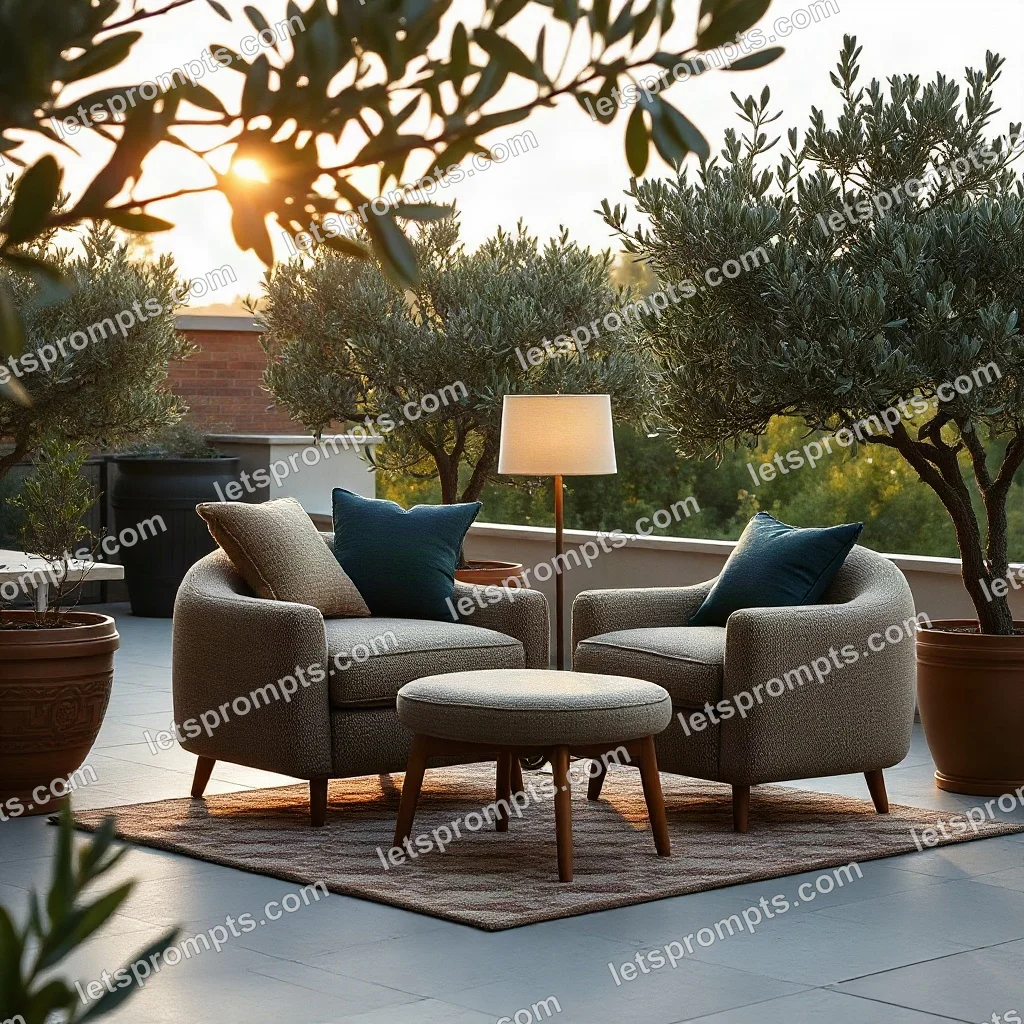 Garden Terrace Corner Armchair — AI image prompt sample