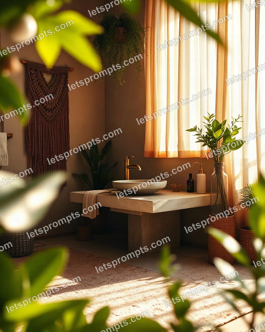 Bohemian Bathroom Vanity — AI image prompt sample