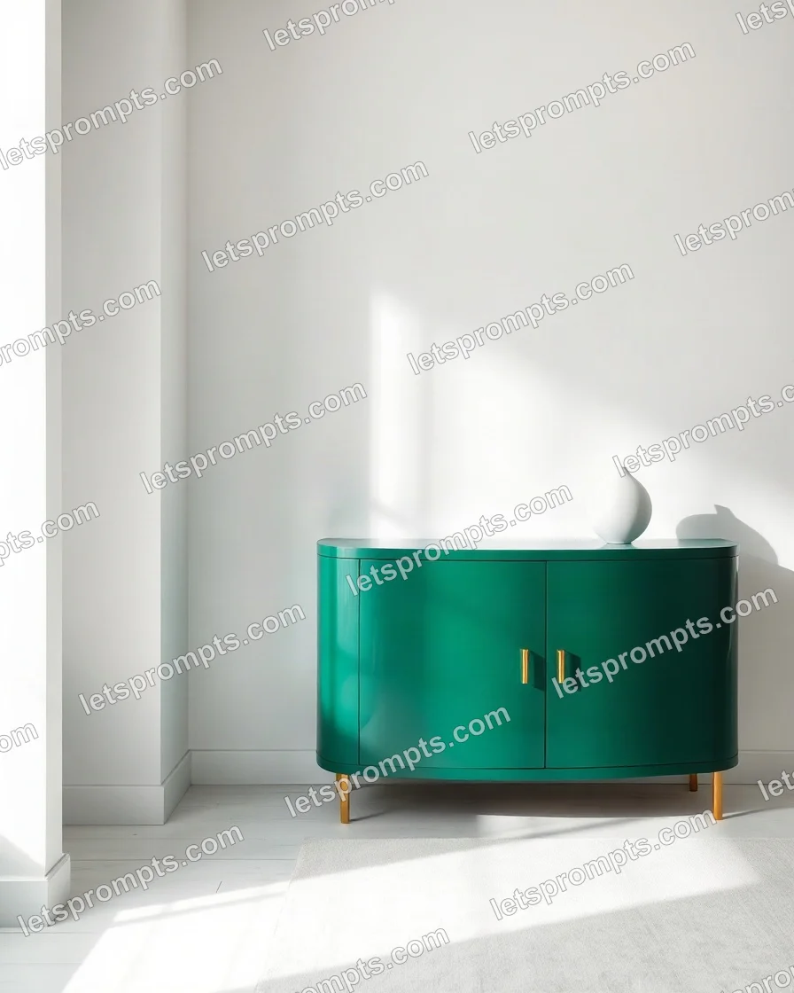 Minimal White Emerald Cabinet — AI image prompt sample