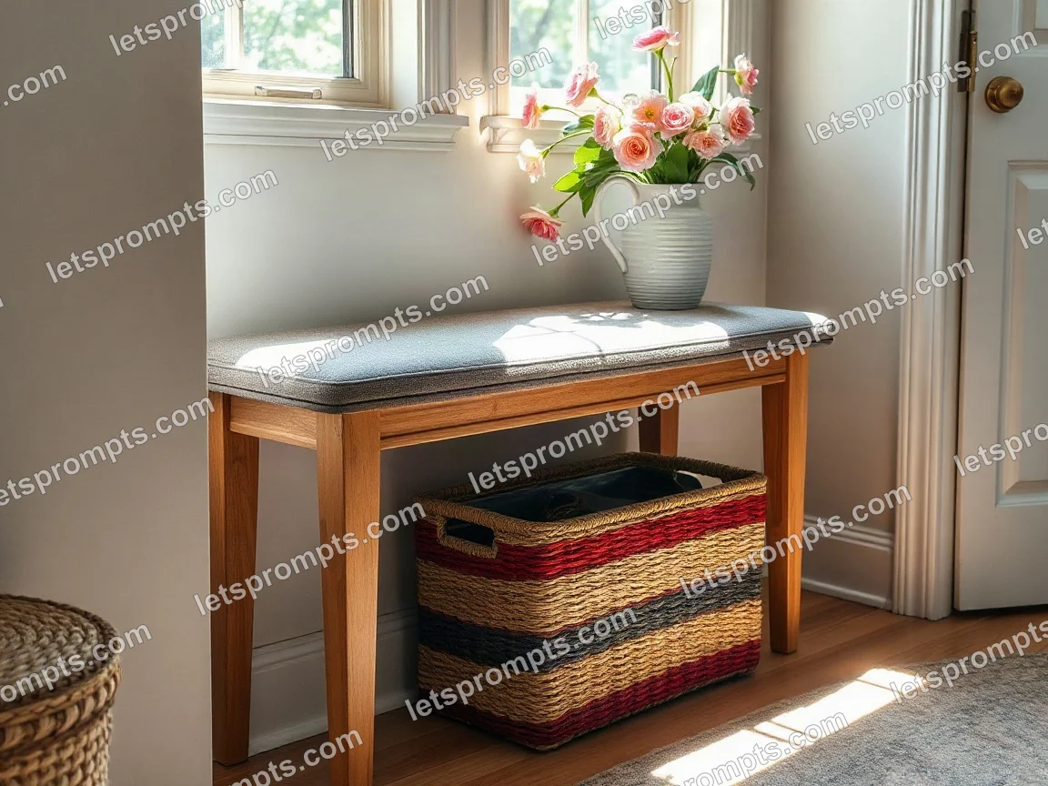 Sunlit Morning Entryway Bench — AI image prompt sample