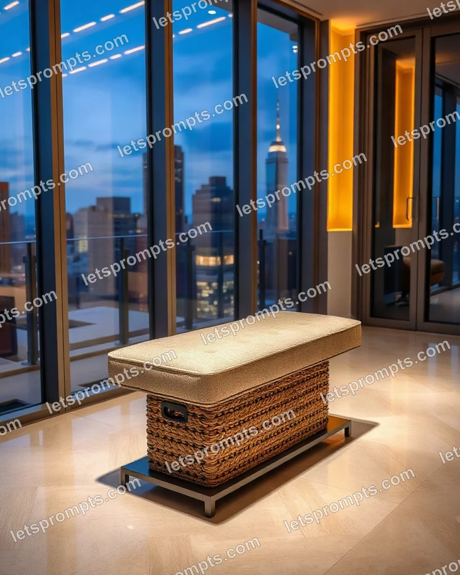 Luxury Penthouse Entryway Bench — AI image prompt sample