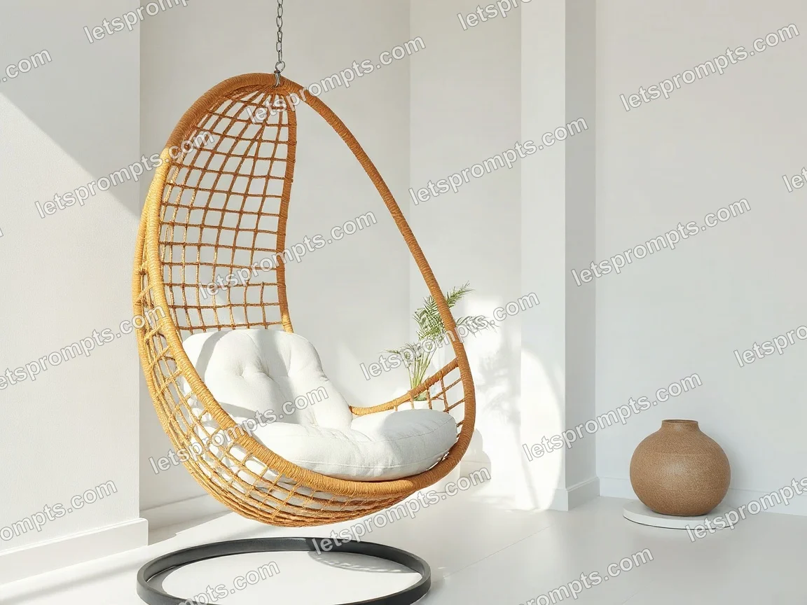 Minimal White Hanging Egg Chair — AI image prompt sample