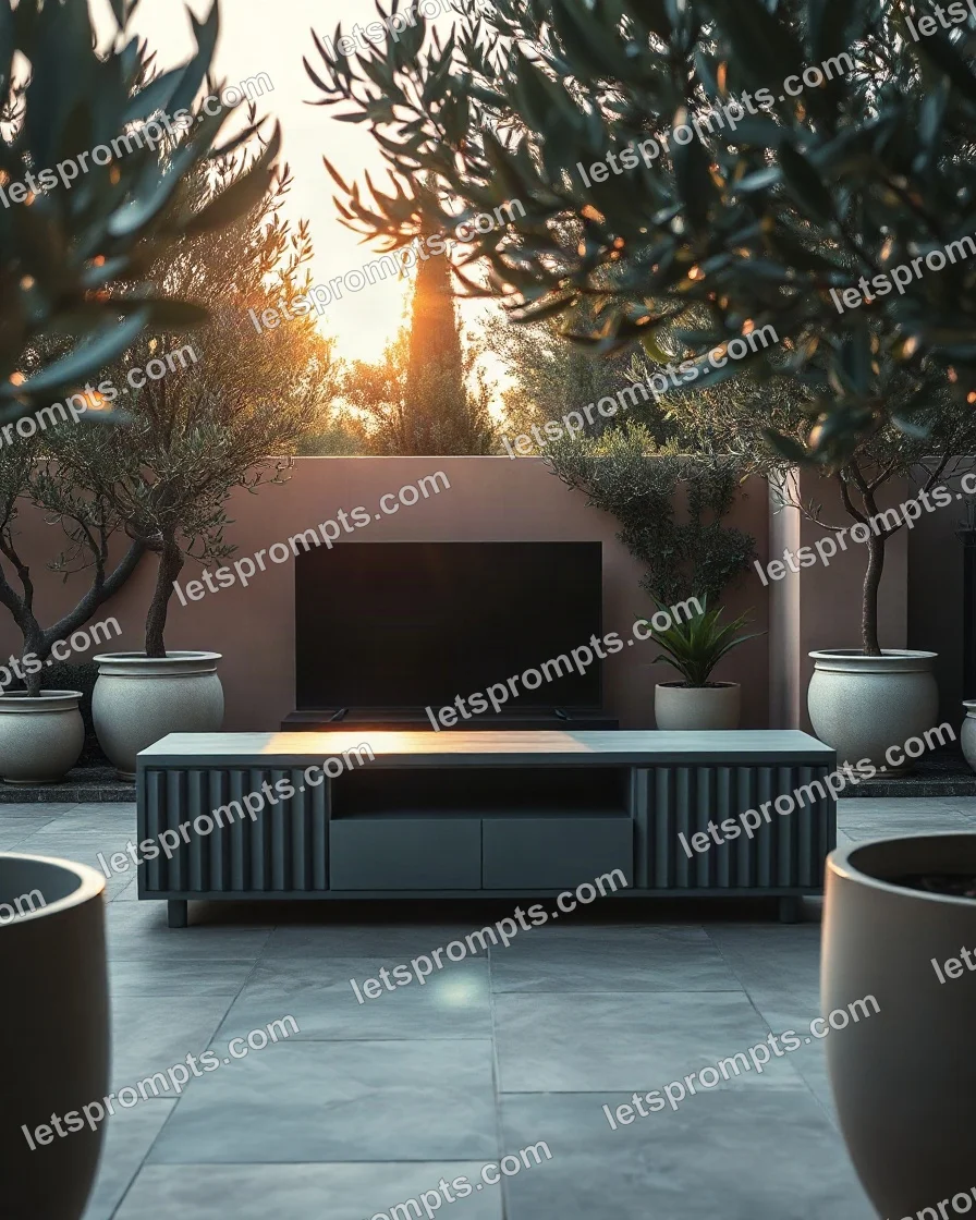 Garden Terrace Media Console — AI image prompt sample