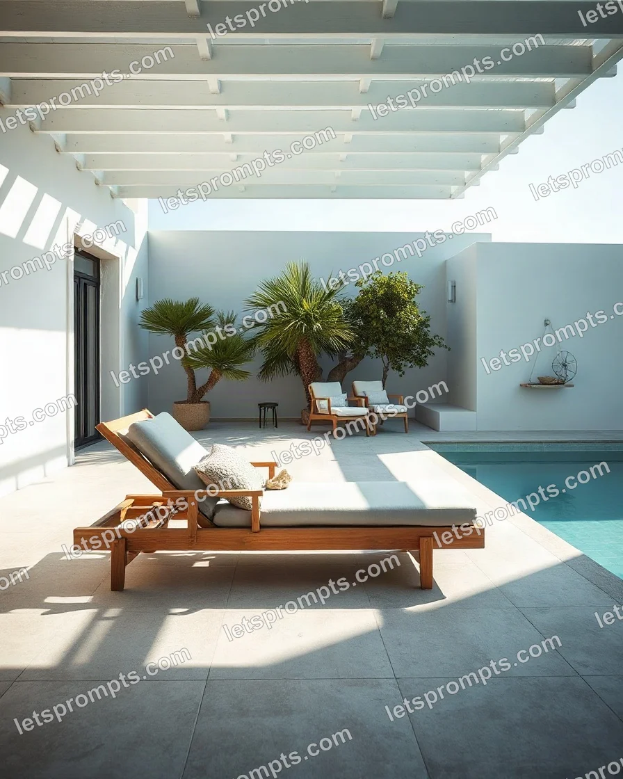 Poolside Villa Outdoor Lounger — AI image prompt sample