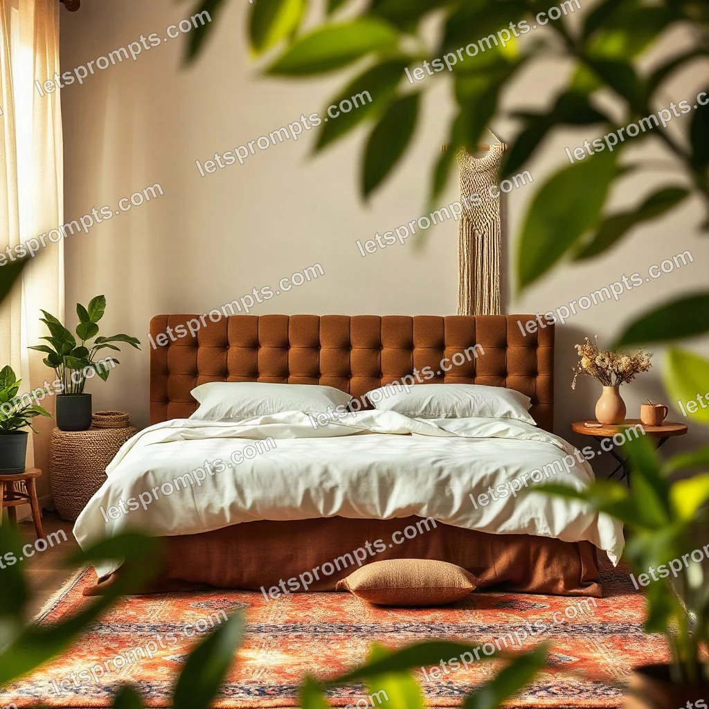 Bohemian Velvet Bed — AI image prompt sample