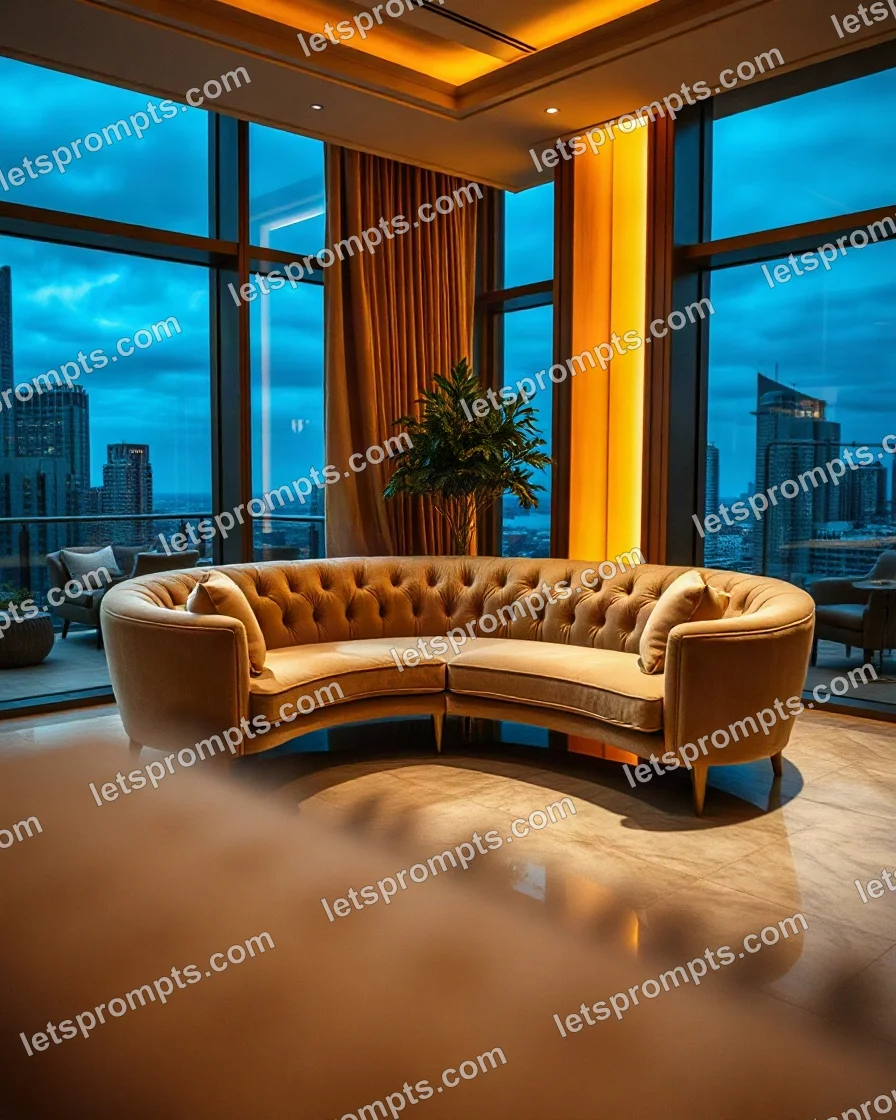 Luxury Penthouse Boucle Sofa — AI image prompt sample