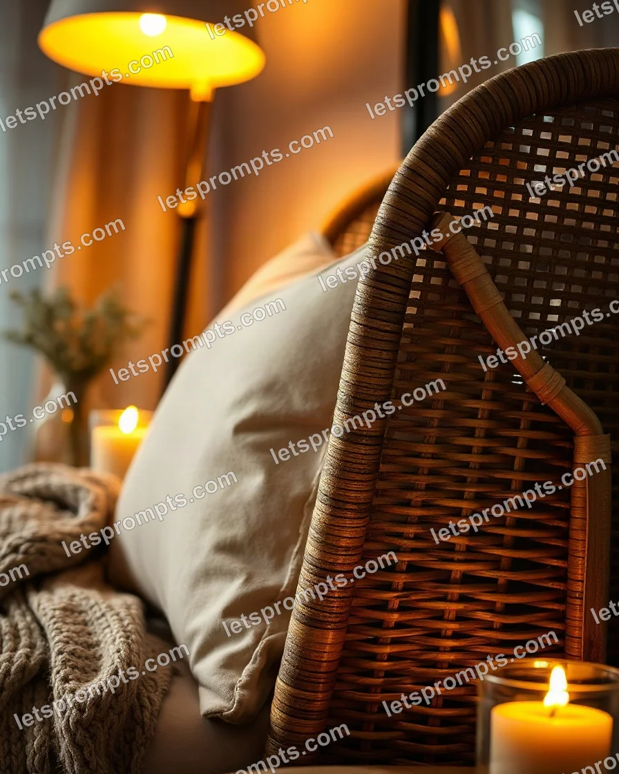 Cozy Evening Rattan Chair — AI image prompt sample