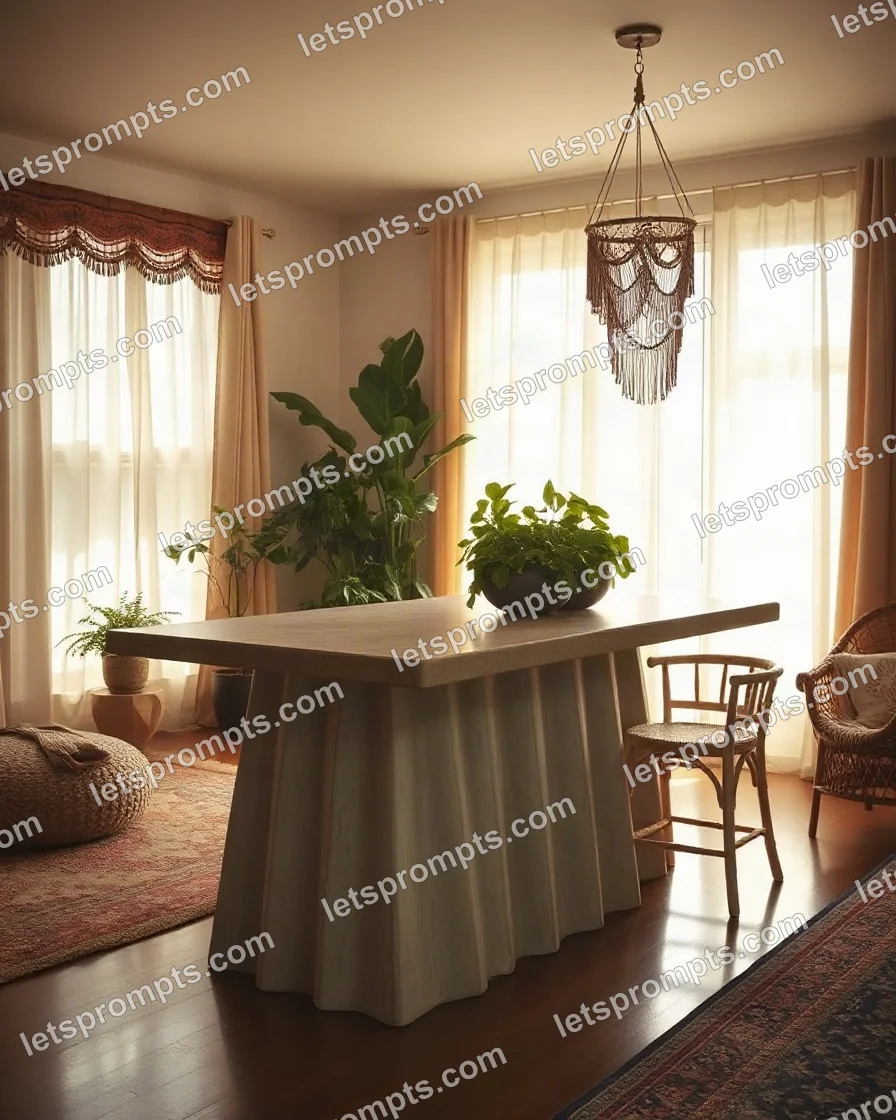 Bohemian Kitchen Island — AI image prompt sample