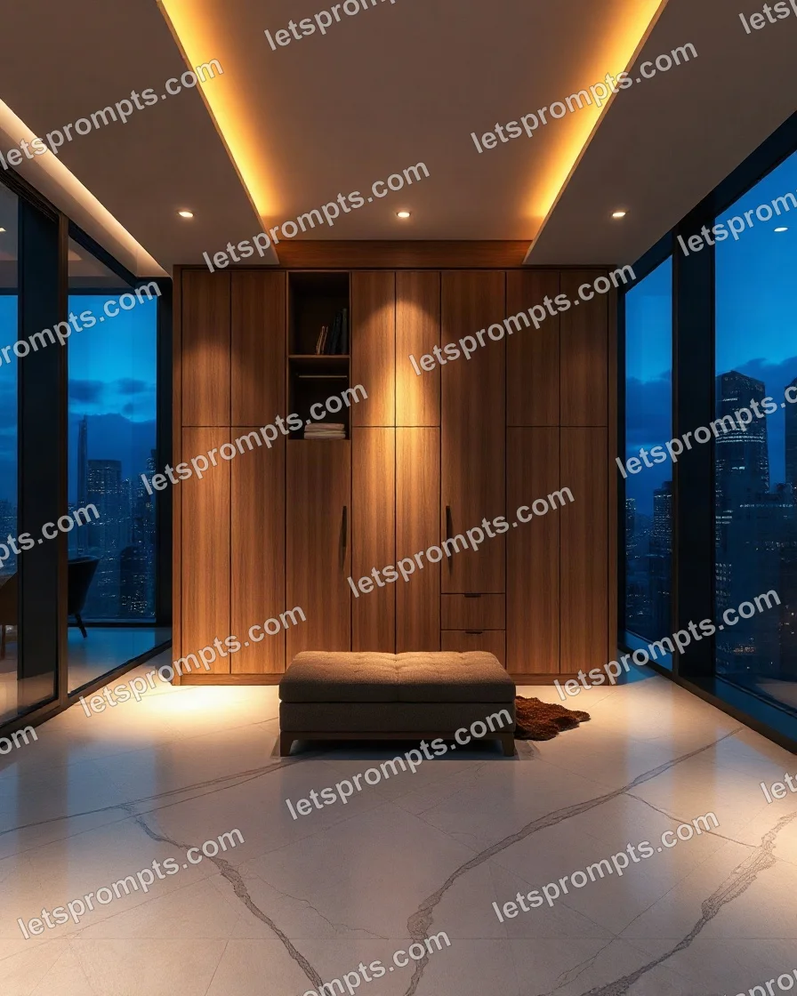 Luxury Penthouse Fluted Wardrobe — AI image prompt sample