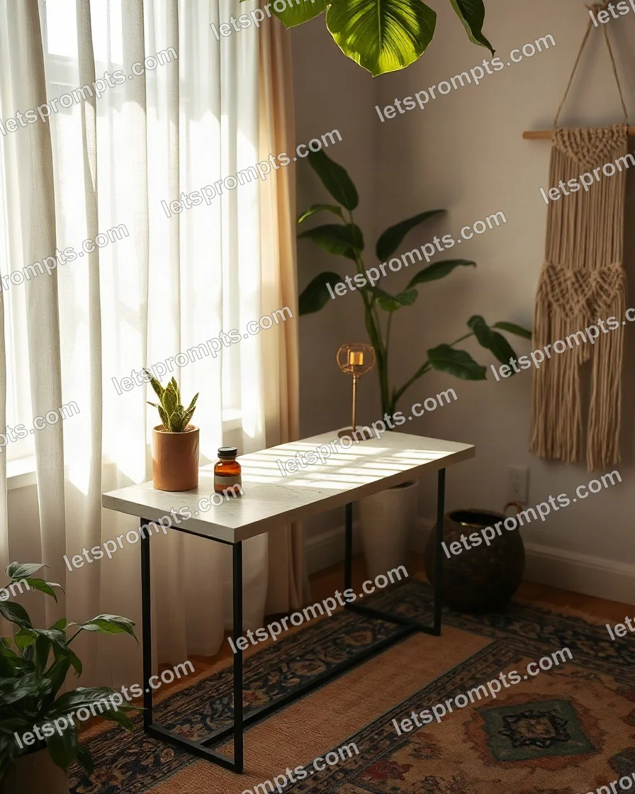 Bohemian Console Table — AI image prompt sample