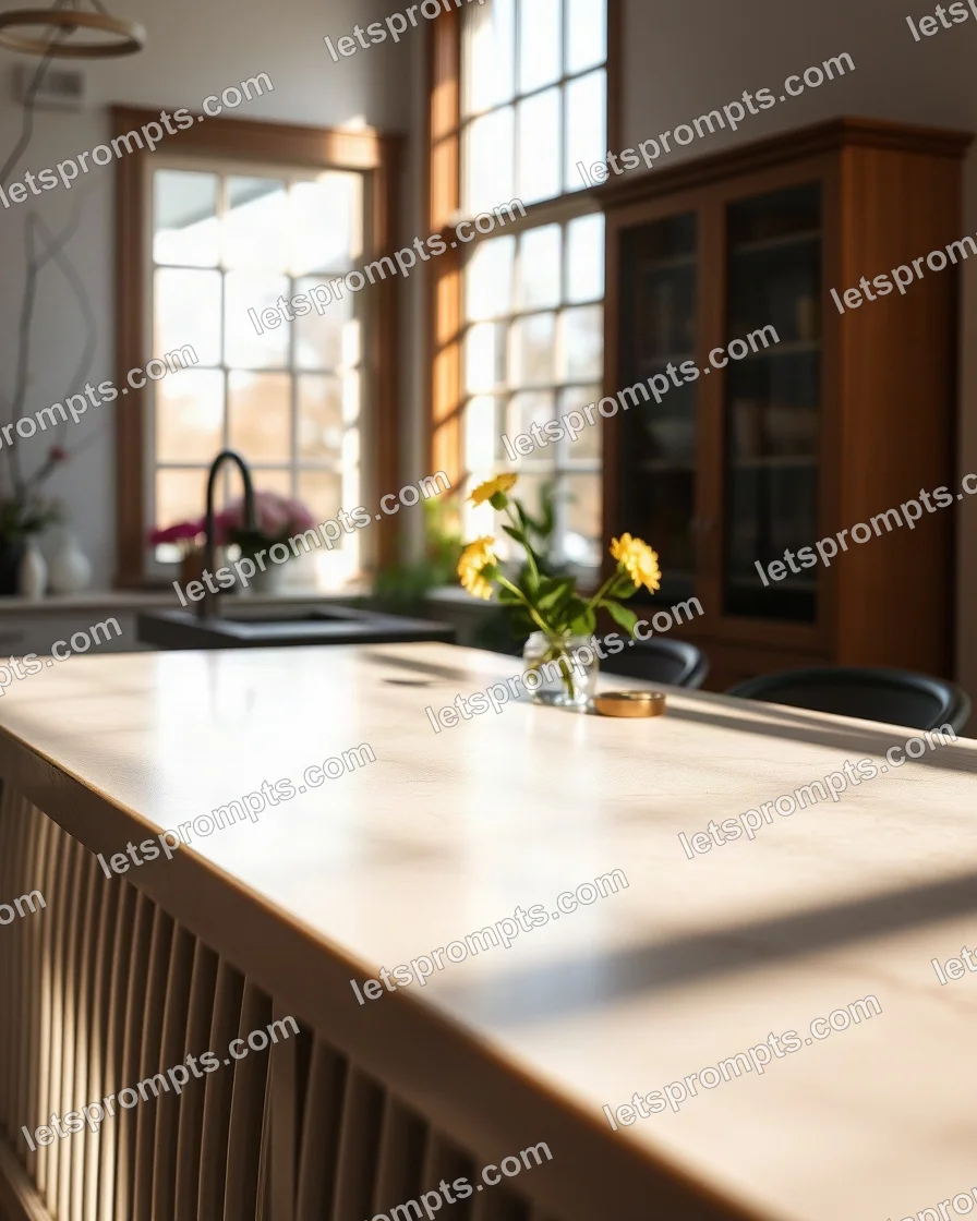 Sunlit Morning Kitchen Island — AI image prompt sample