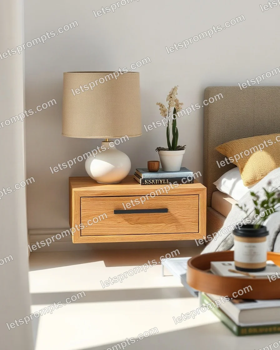Lifestyle Catalog Floating Nightstand — AI image prompt sample
