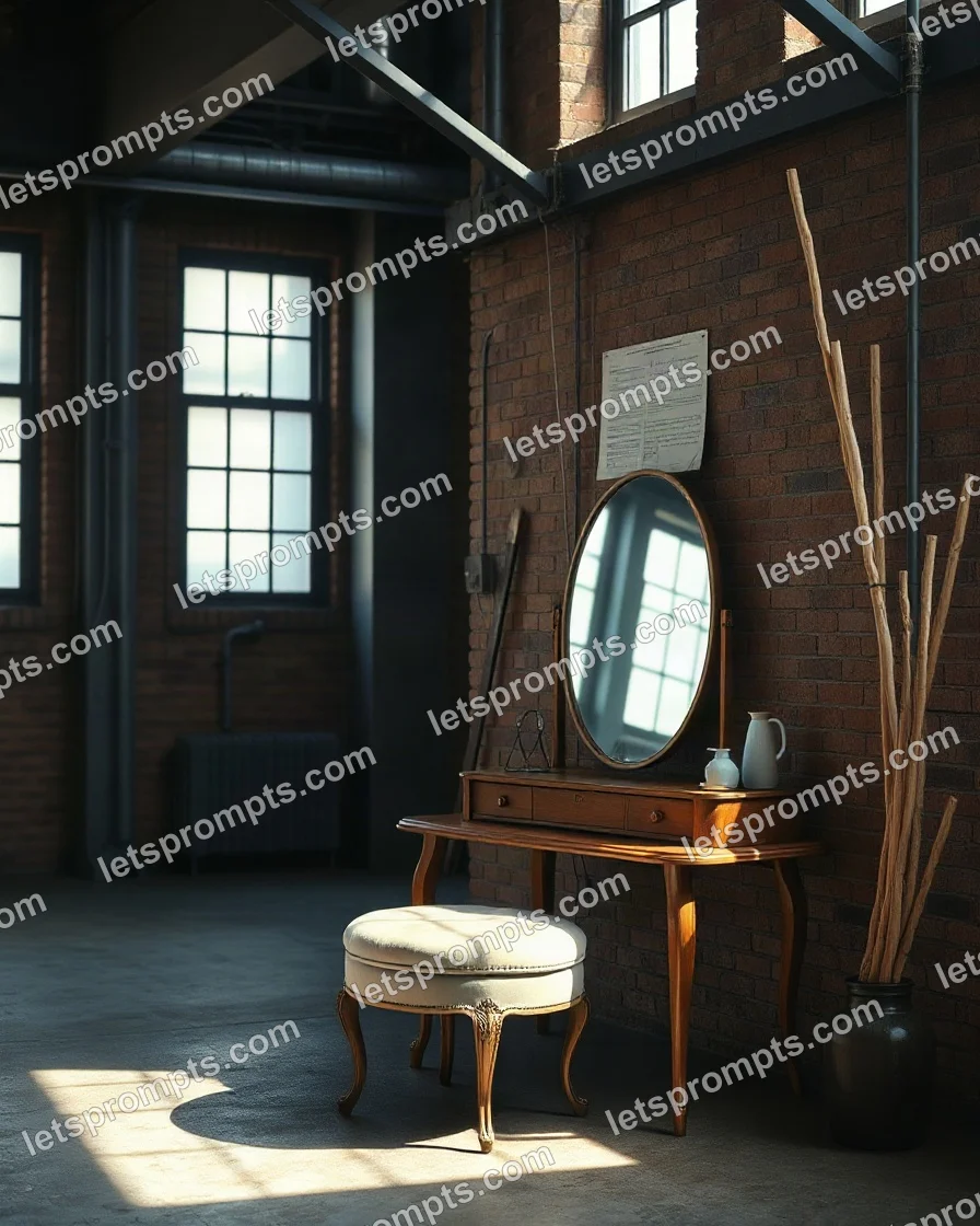 Industrial Loft Vanity Table — AI image prompt sample