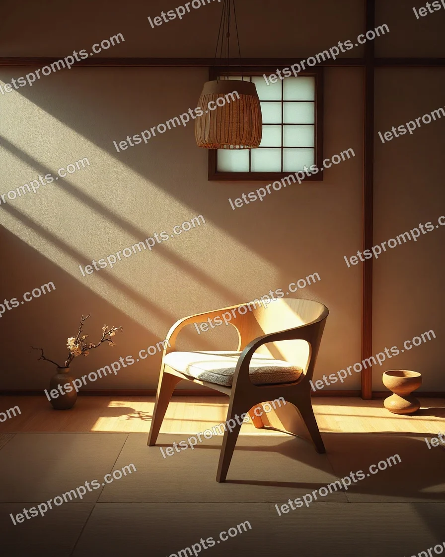 Japandi Sculptural Dining Chair — AI image prompt sample